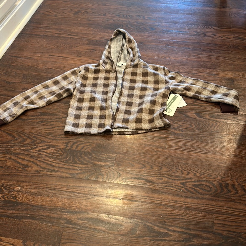 Soft Plaid Hoodie Cropped Size 0-2 or Size 12 youth